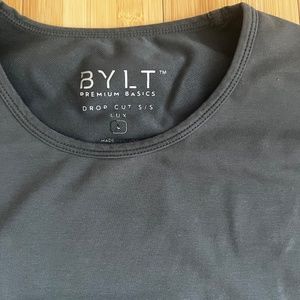 BYLT Premium Men’s Basics Lux Drop Cut Short Sleeve Dark Gray Large  T Shirt